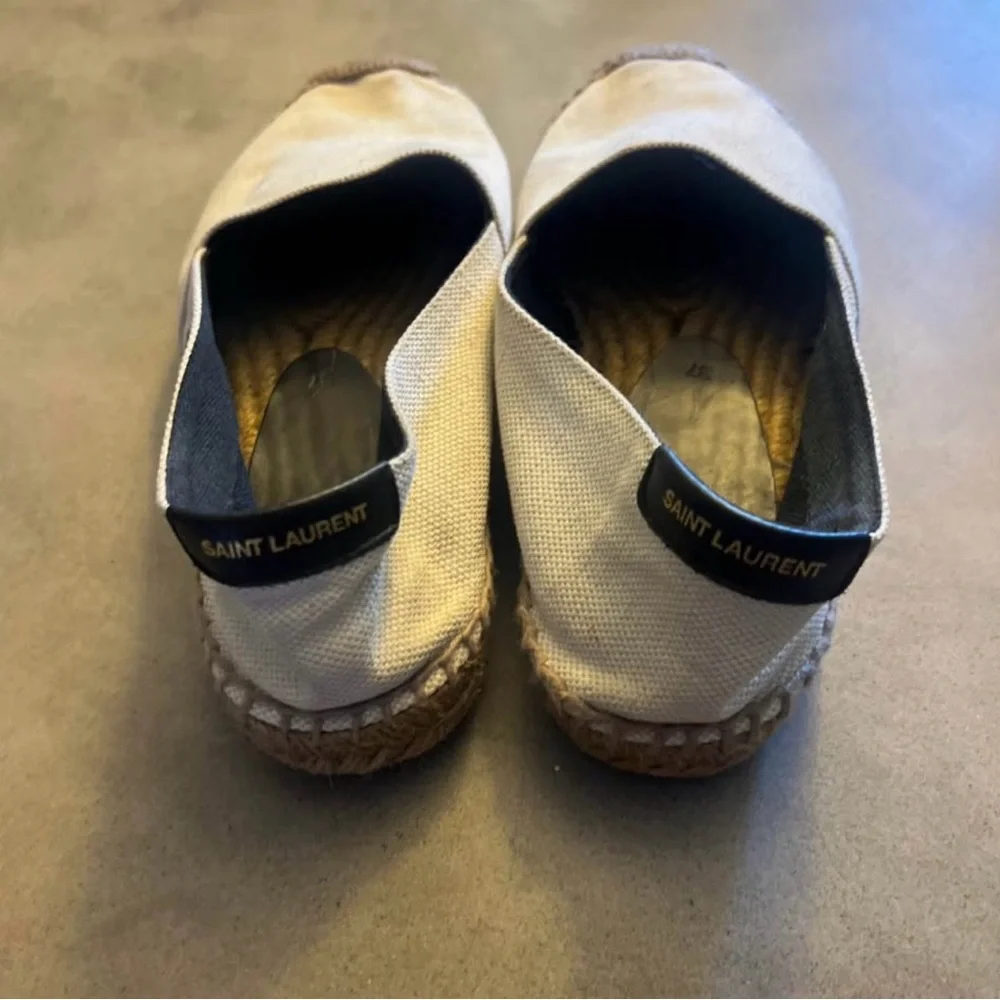 Saint Laurent Cream Canvas Slip-On Espadrilles
